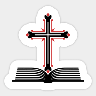 Cross of the Lord Jesus Christ and an open bible. Sticker